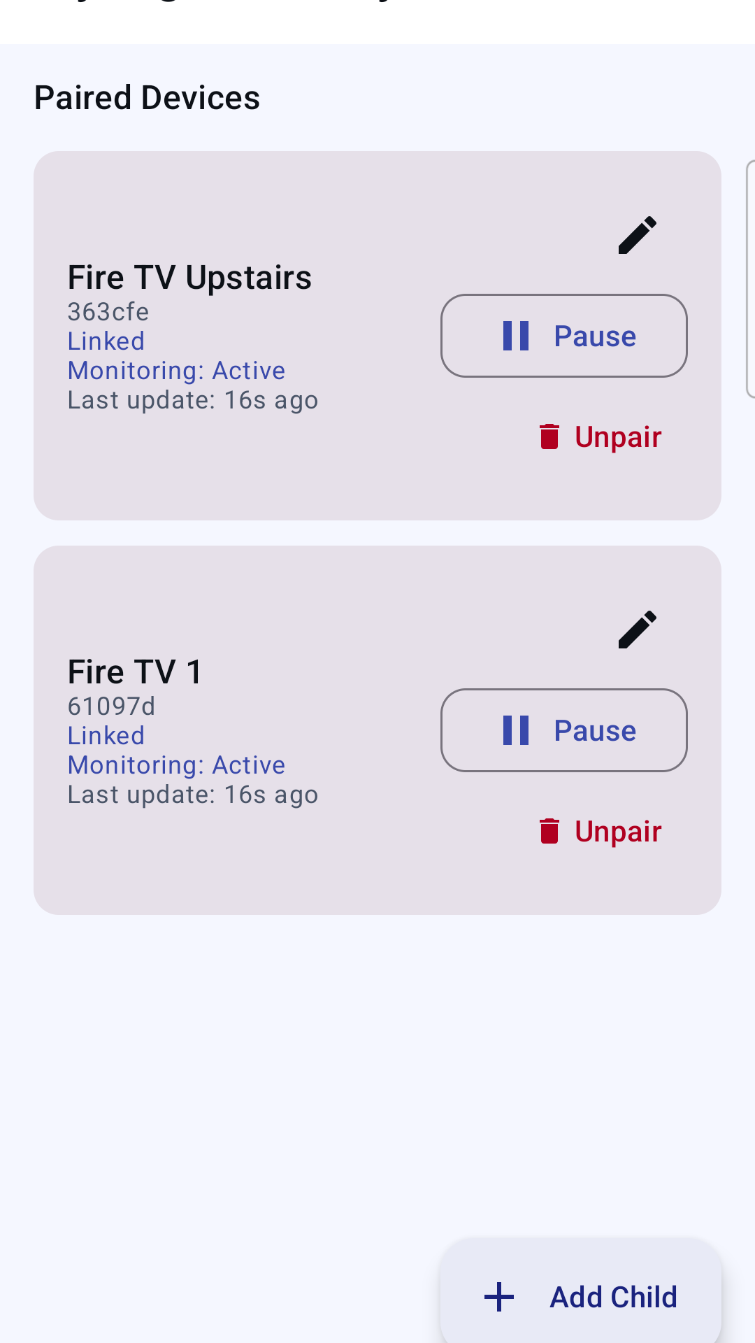 My Digital Nanny parent dashboard showing real-time alerts